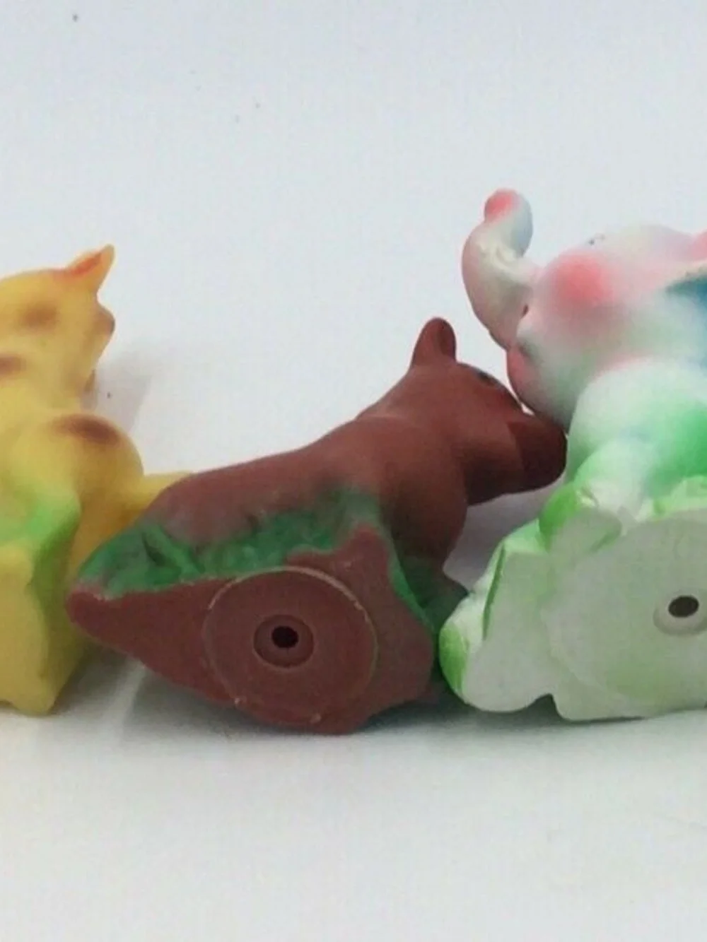 Vintage Taiwan Rubber Squeak Animal Toy Lot Cat Lamb Elephant Giraffe Calf Kitsc